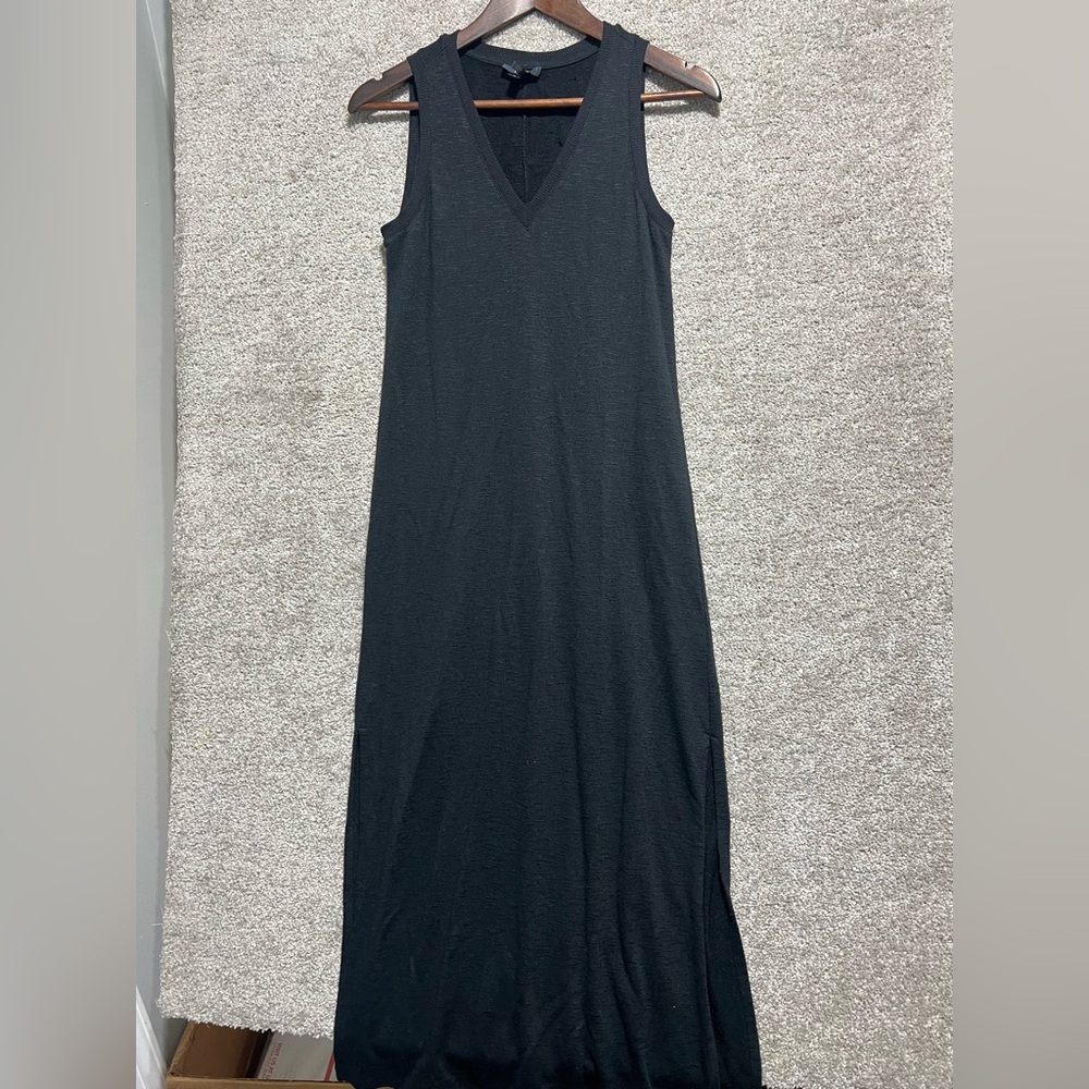 Paige Woman’s Knit V Neck Tank Slit Midi Dress Black Size XS Rayon Blend